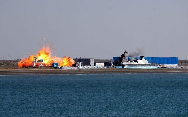 ifmat - Iran launches explosive drone at mock Israeli Navy base during drill